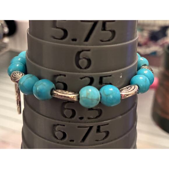 Handmade Tree of life beaded bracelet size 6.5” Turquoise - Picture 2 of 3